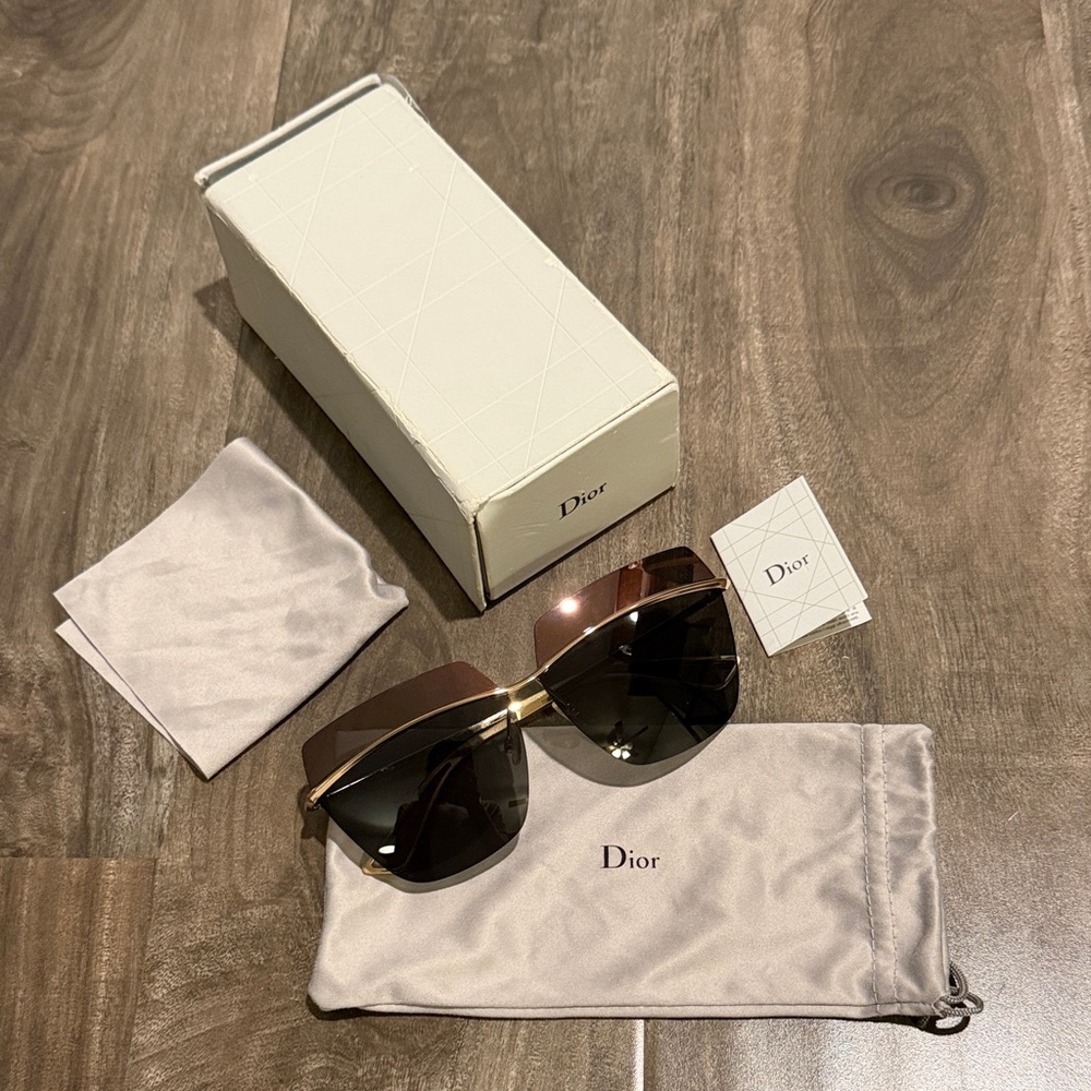 Dior Women's Brown and Gold Sunglasses - Picture 1 of 7